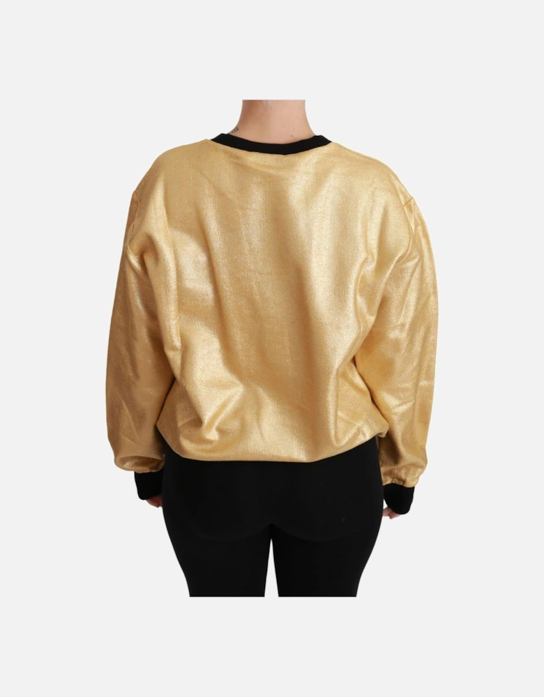 Dolce Gabbana Metallic Sweatshirt Gold Women Sweaters