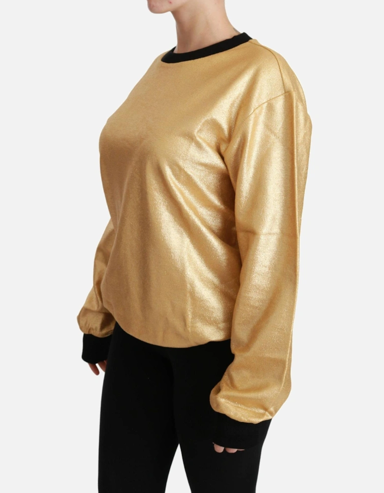 Dolce Gabbana Metallic Sweatshirt Gold Women Sweaters