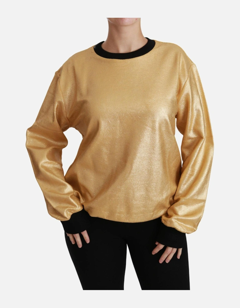 Dolce Gabbana Metallic Sweatshirt Gold Women Sweaters