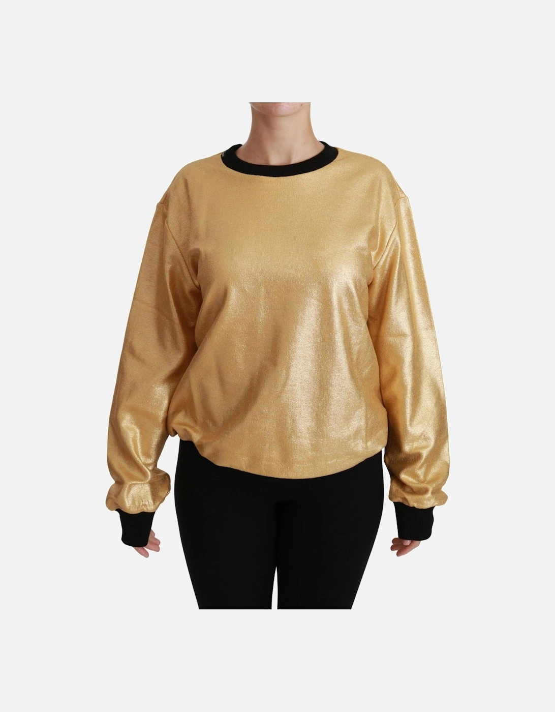 Dolce Gabbana Metallic Sweatshirt Gold Women Sweaters, 7 of 6