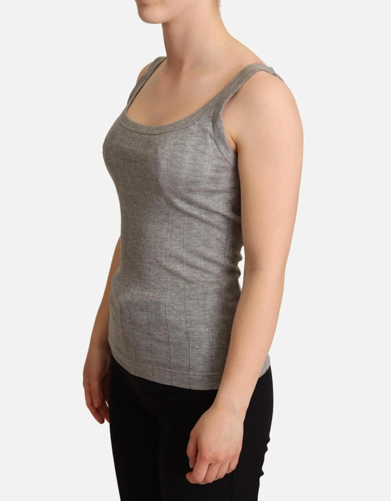 Dolce Gabbana Ribbed Tank Top TSH6339 Women - Gray T-Shirts