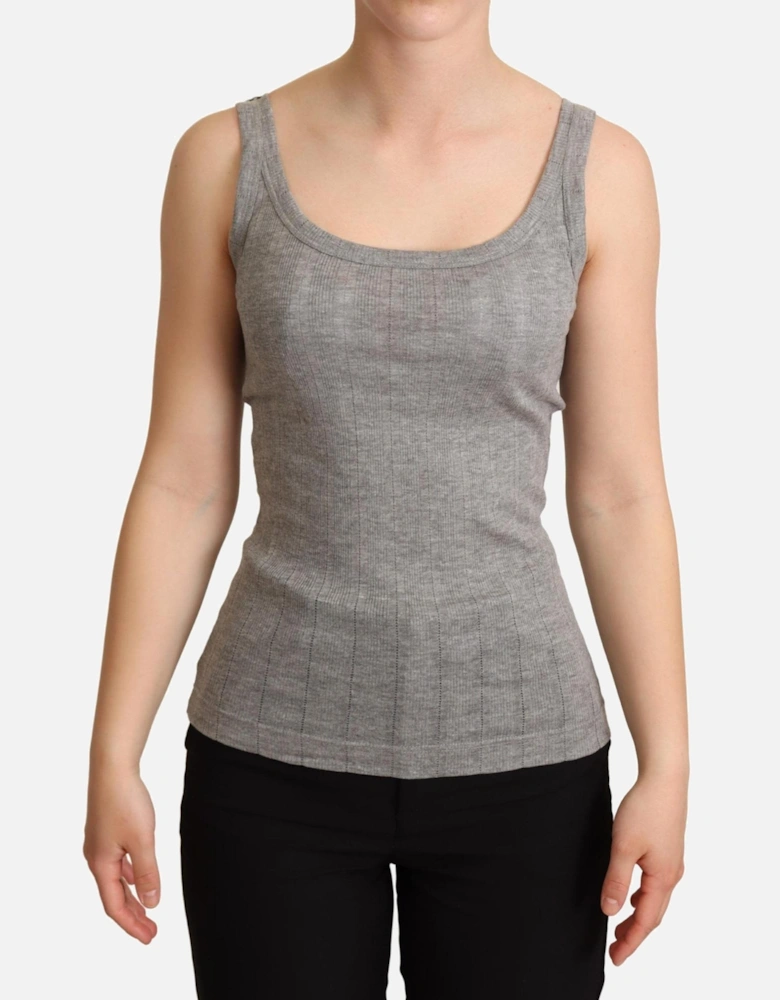 Dolce Gabbana Ribbed Tank Top TSH6339 Women - Gray T-Shirts