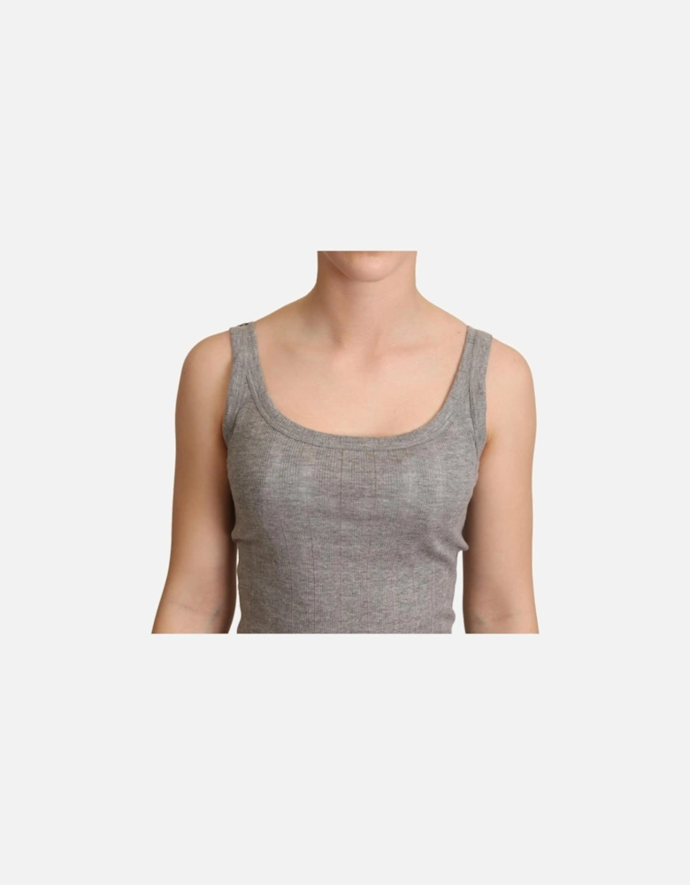 Dolce Gabbana Ribbed Tank Top TSH6339 Women - Gray T-Shirts