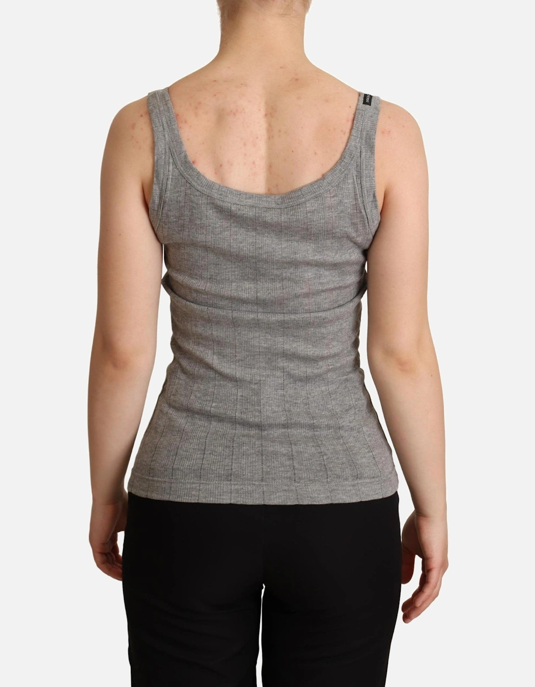 Dolce Gabbana Ribbed Tank Top TSH6339 Women - Gray T-Shirts