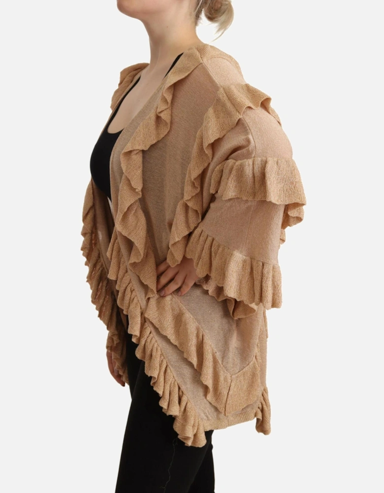 34 Sleeve Ruffled Cardigan Women - Beige Sweaters