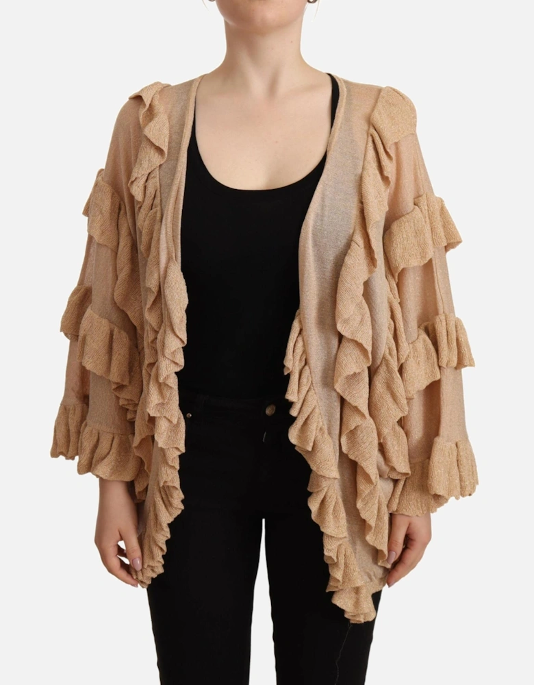 34 Sleeve Ruffled Cardigan Women - Beige Sweaters