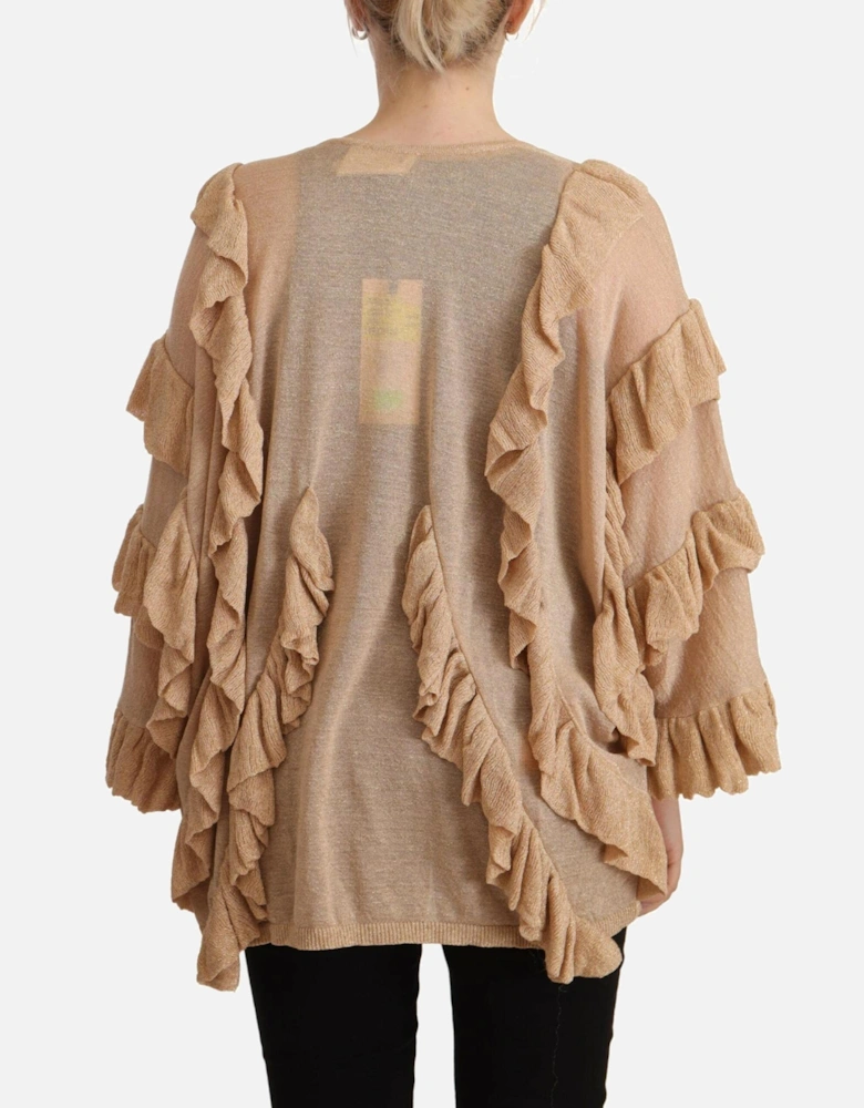 34 Sleeve Ruffled Cardigan Women - Beige Sweaters