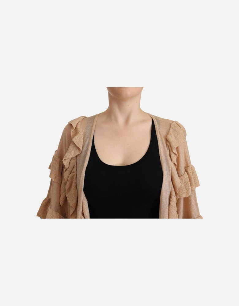 34 Sleeve Ruffled Cardigan Women - Beige Sweaters