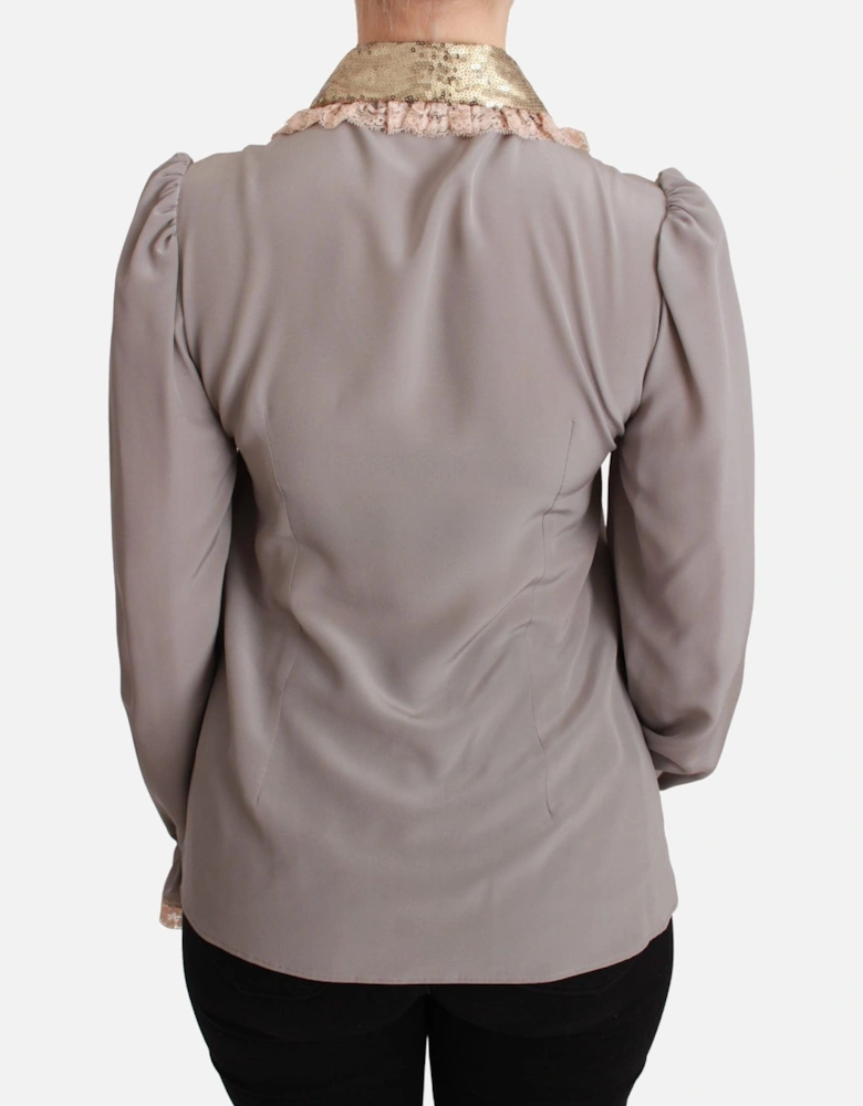 Dolce Gabbana Blouse Long Sleeve Collared Women - Gray Shirts