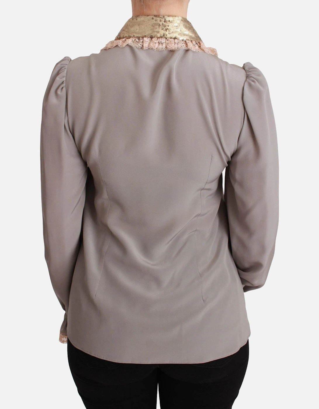 Dolce Gabbana Blouse Long Sleeve Collared Women - Gray Shirts