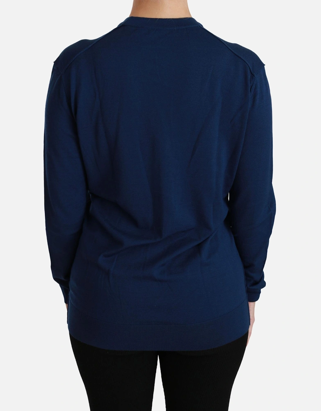 VNeck Merino Wool Cardigan Women - Blue Sweaters