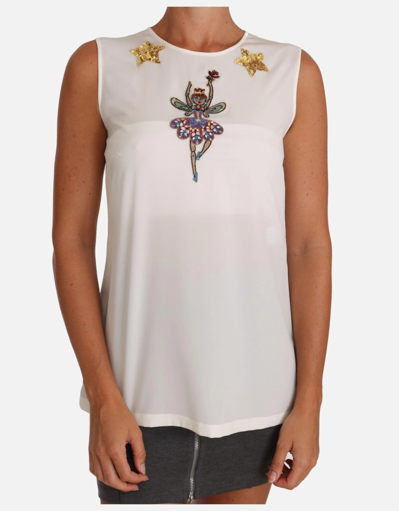 Dolce Gabbana Sleeveless Silk Top Women - White T-Shirts