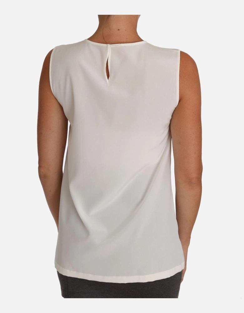 Dolce Gabbana Sleeveless Silk Top Women - White T-Shirts