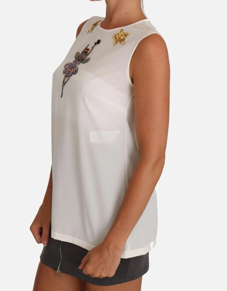Dolce Gabbana Sleeveless Silk Top Women - White T-Shirts