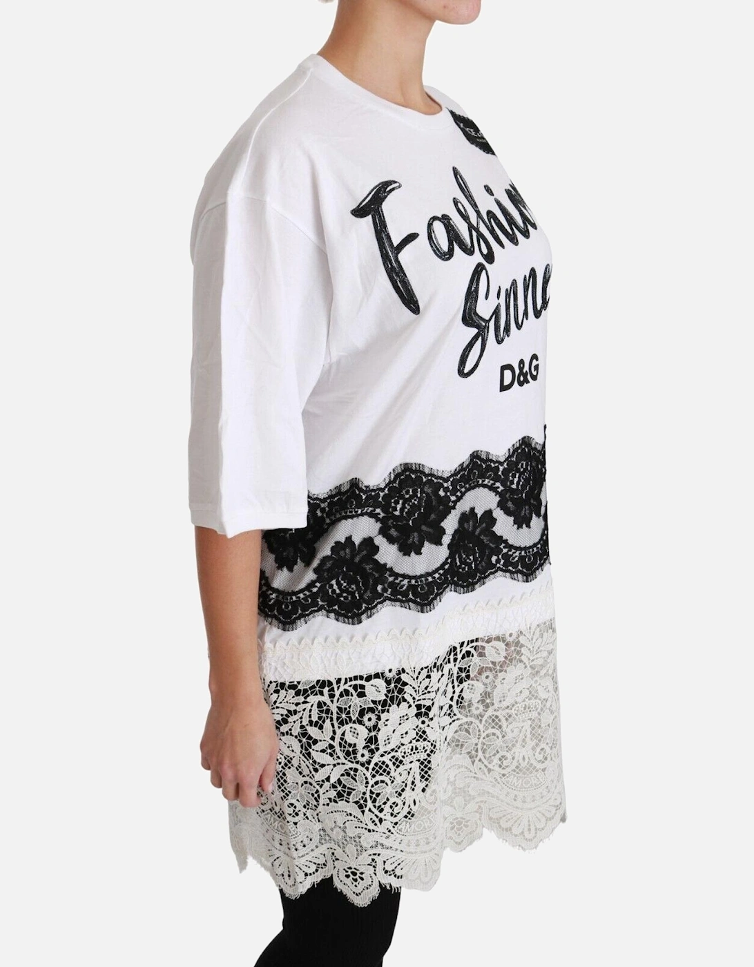 Lace Trim TShirt Fashion Sinner Style Women - Blackwhite T-Shirts