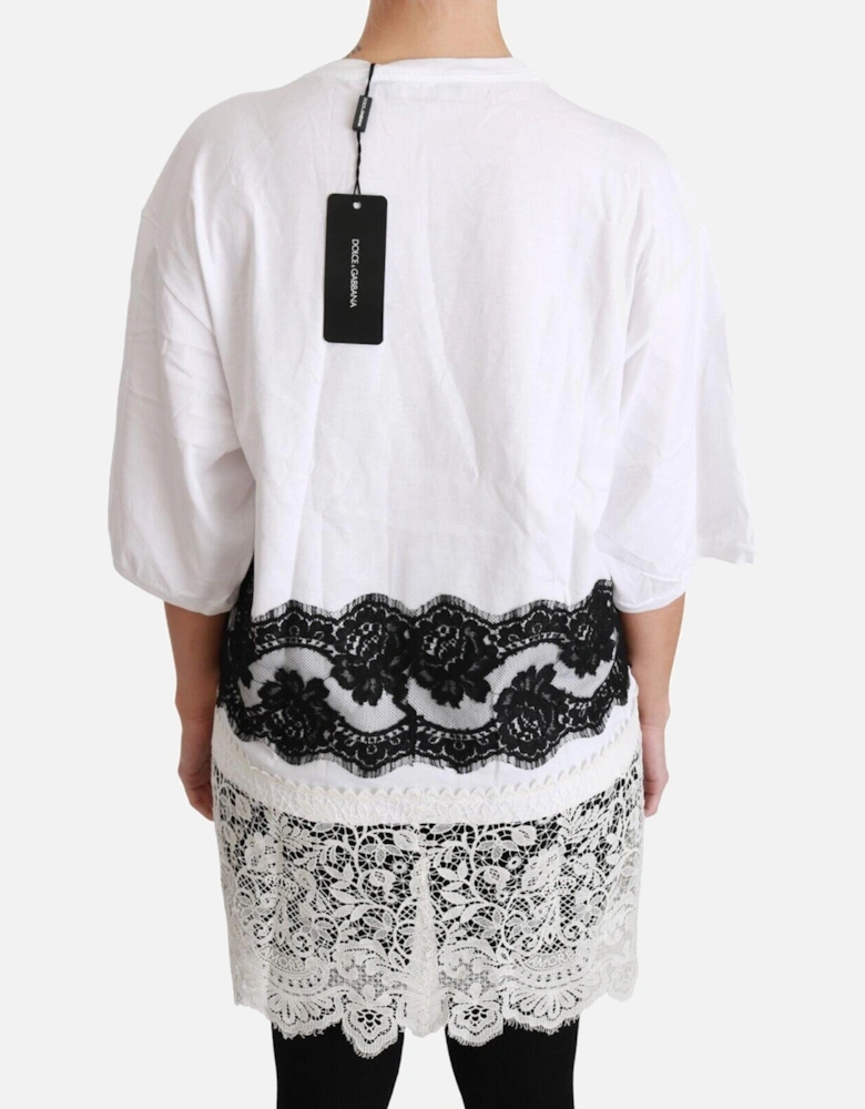 Lace Trim TShirt Fashion Sinner Style Women - Blackwhite T-Shirts
