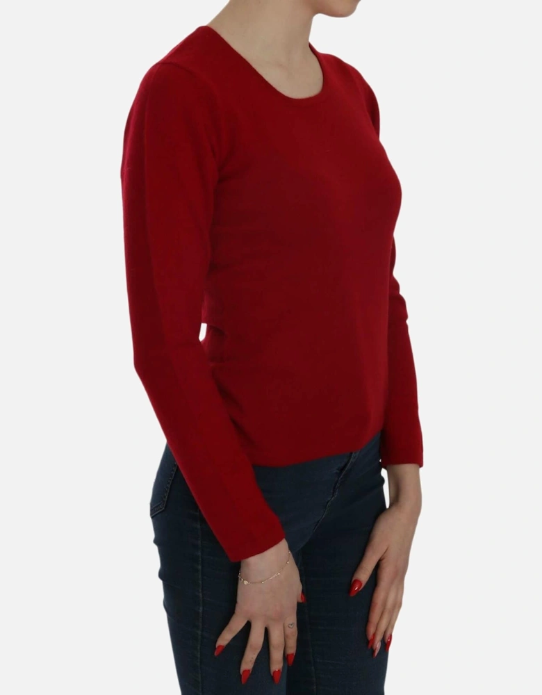 Cashmere Crew Neck Long Sleeve Sweater Women - Red