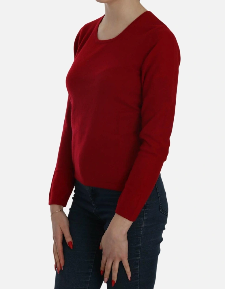 Cashmere Crew Neck Long Sleeve Sweater Women - Red
