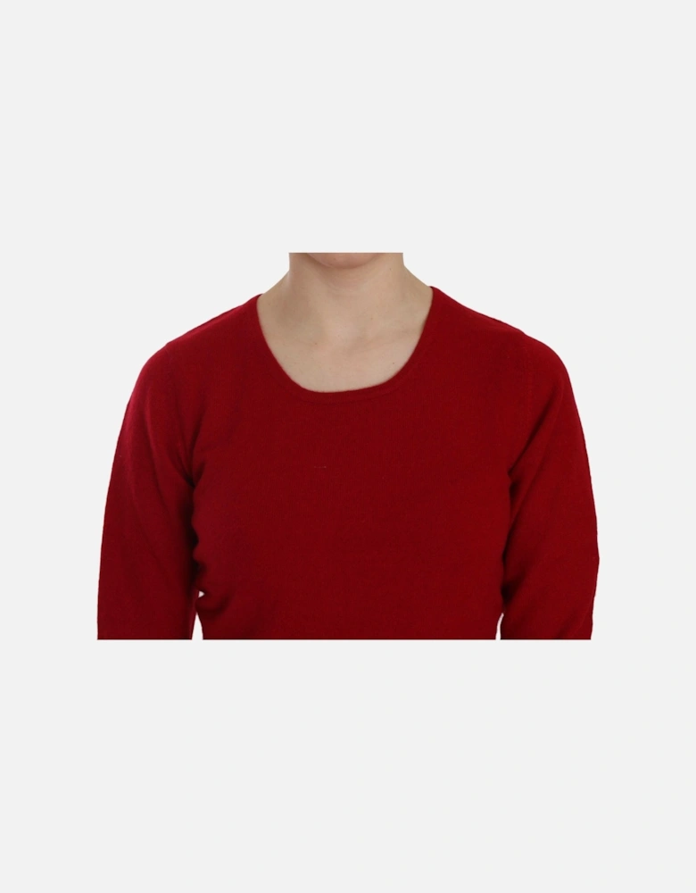 Cashmere Crew Neck Long Sleeve Sweater Women - Red