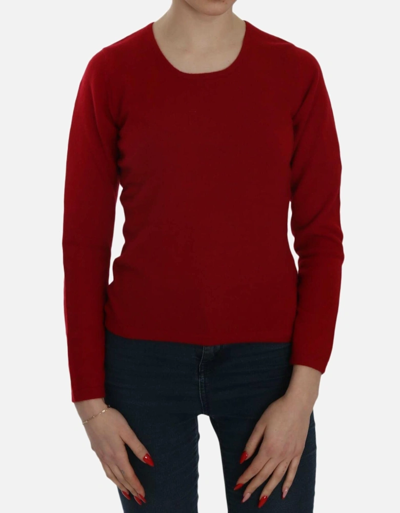 Cashmere Crew Neck Long Sleeve Sweater Women - Red