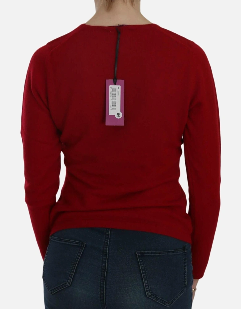Cashmere Crew Neck Long Sleeve Sweater Women - Red