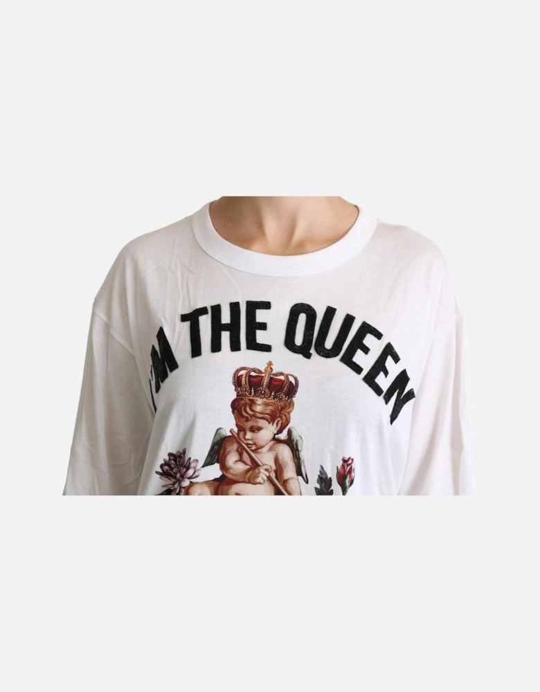 Cherub Print Lace Trim Tee Model DO1445769 Women - White T-Shirts