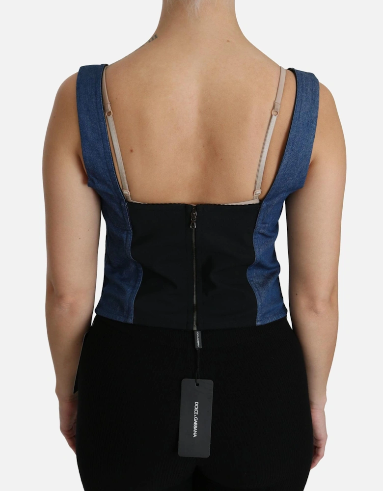 Dolce Gabbana Denim Corset Top TSH4309 Women - Blue T-Shirts