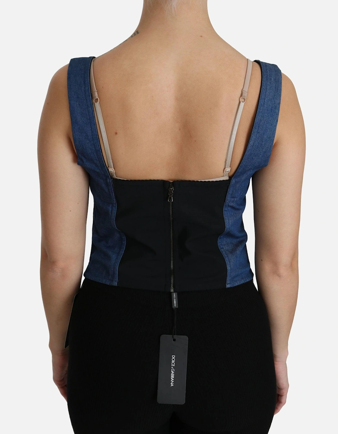 Dolce Gabbana Denim Corset Top TSH4309 Women - Blue T-Shirts