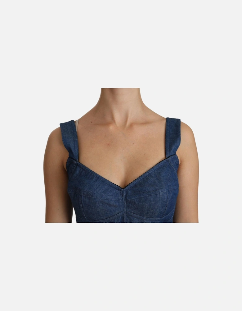 Dolce Gabbana Denim Corset Top TSH4309 Women - Blue T-Shirts