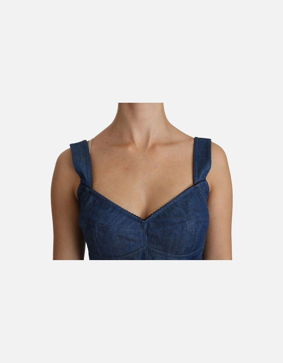 Dolce Gabbana Denim Corset Top TSH4309 Women - Blue T-Shirts
