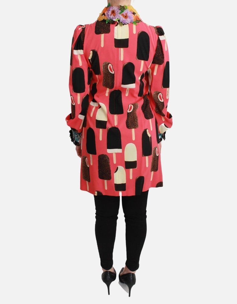 Ice Cream Print Silk Shirt Dress TSH2671 Women - Pink Dresses