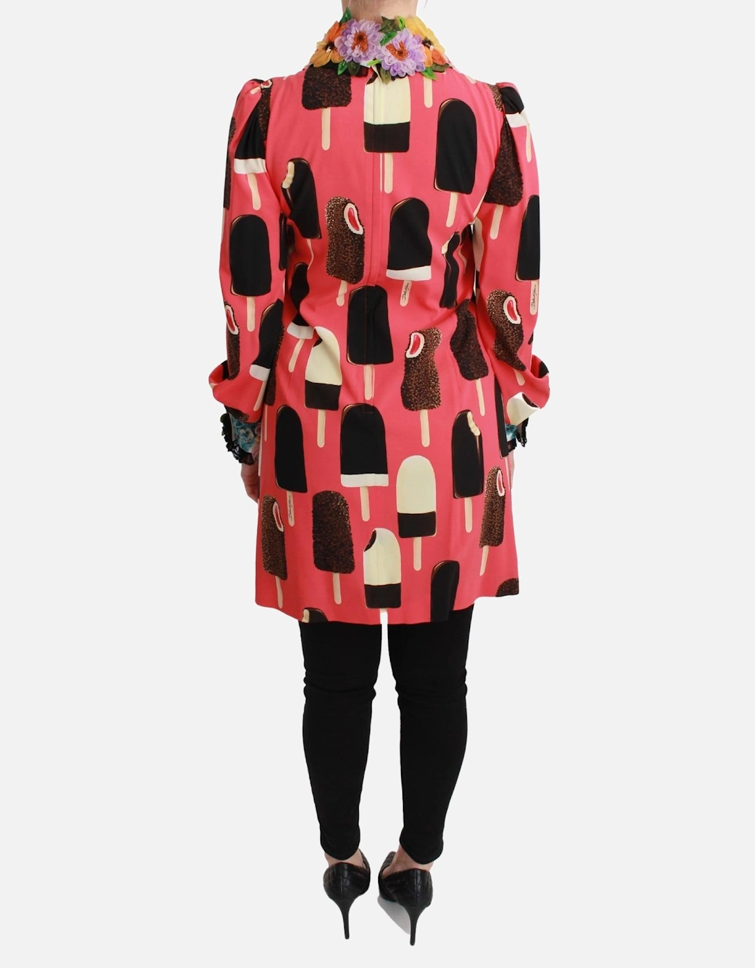 Ice Cream Print Silk Shirt Dress TSH2671 Women - Pink Dresses