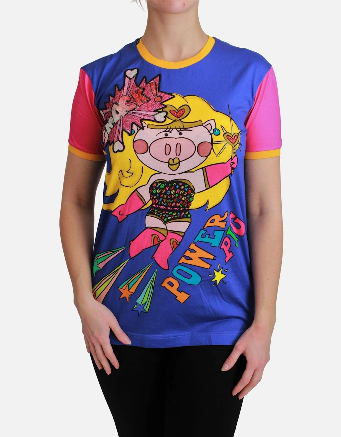 Power Pig TShirt Short Sleeve Relaxed Fit Women - Blue T-Shirts, 6 of 5