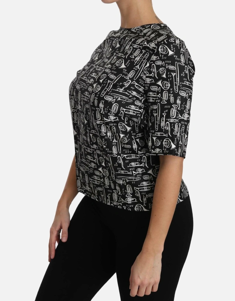 Musical Instruments Print Top TSH2894 Women - Black T-Shirts
