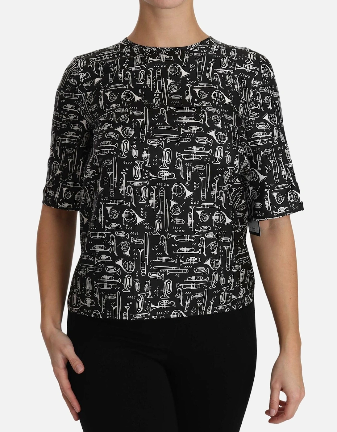 Musical Instruments Print Top TSH2894 Women - Black T-Shirts, 7 of 6
