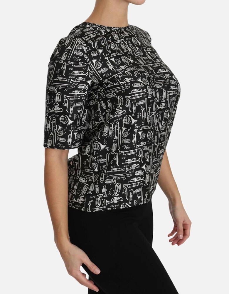 Musical Instruments Print Top TSH2894 Women - Black T-Shirts
