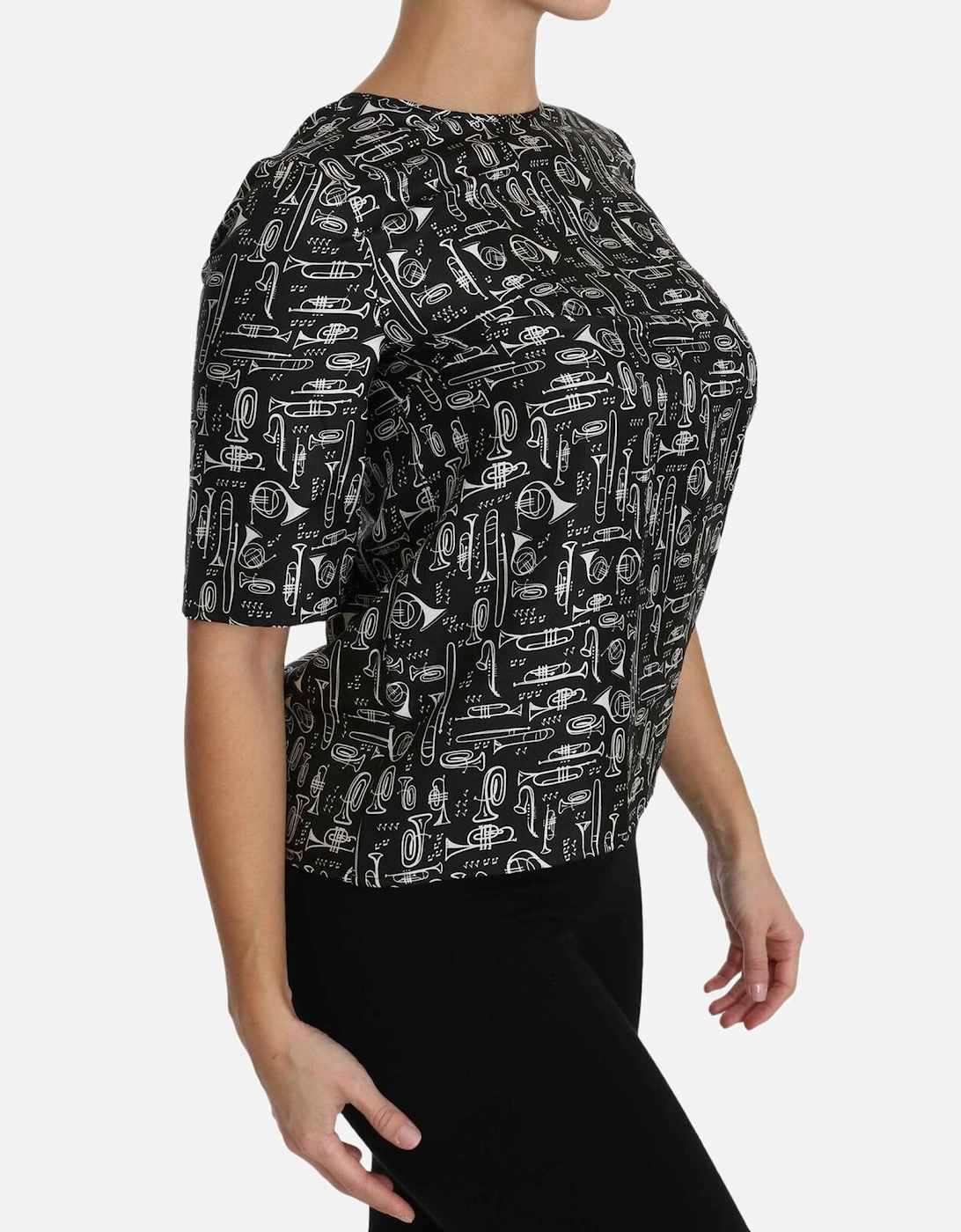 Musical Instruments Print Top TSH2894 Women - Black T-Shirts