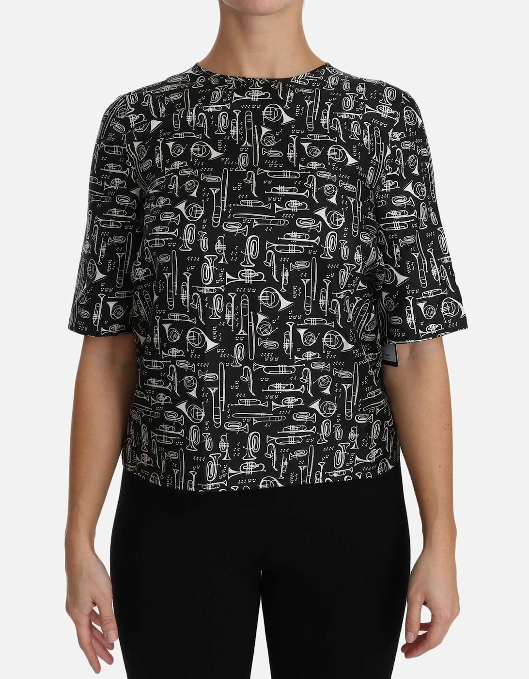Musical Instruments Print Top TSH2894 Women - Black T-Shirts
