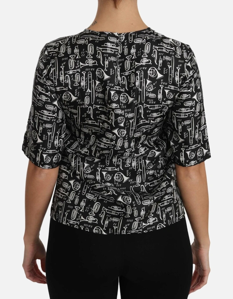 Musical Instruments Print Top TSH2894 Women - Black T-Shirts