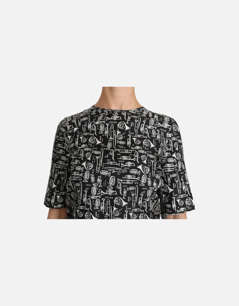 Musical Instruments Print Top TSH2894 Women - Black T-Shirts
