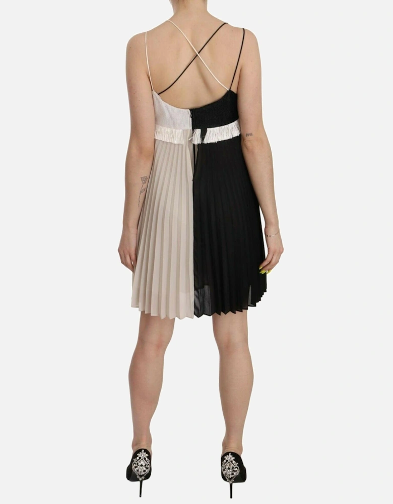 Pleated Mini Dress TwoTone Style Women - Blackwhite Dresses