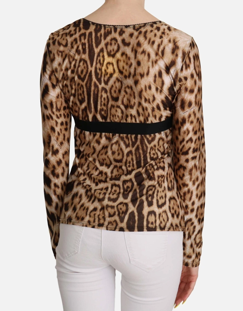 Leopard Print Top Long Sleeve Women - Brown T-Shirts