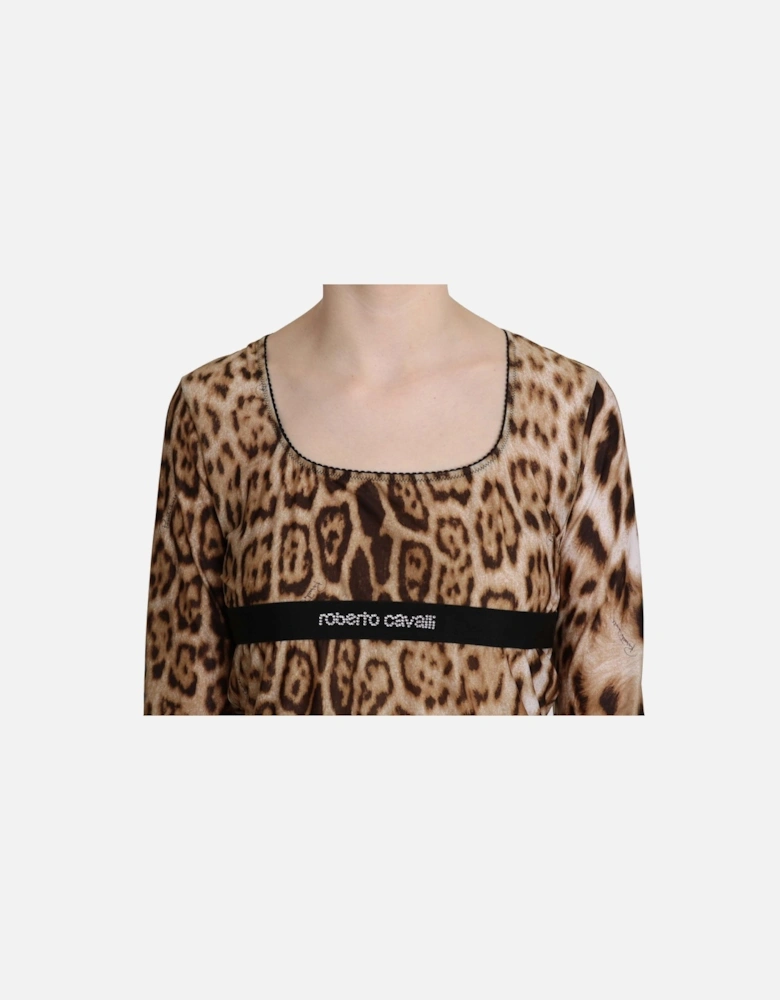 Leopard Print Top Long Sleeve Women - Brown T-Shirts