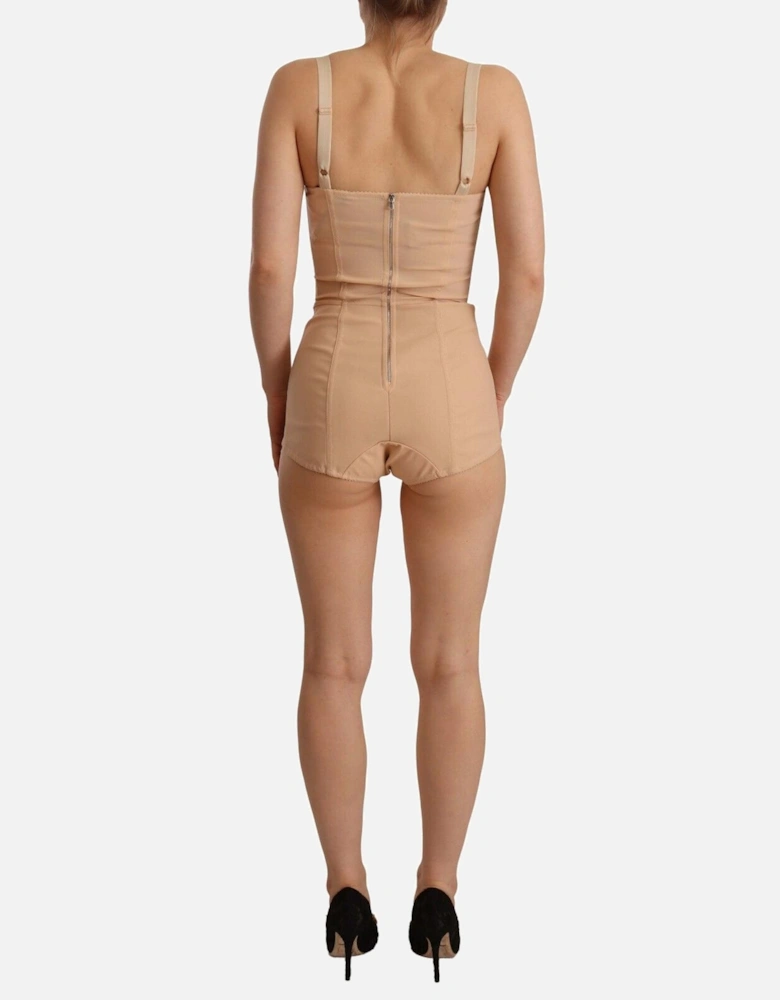 Lace Bodysuit Sweetheart Neck Sleeveless Women - Beige Underwear