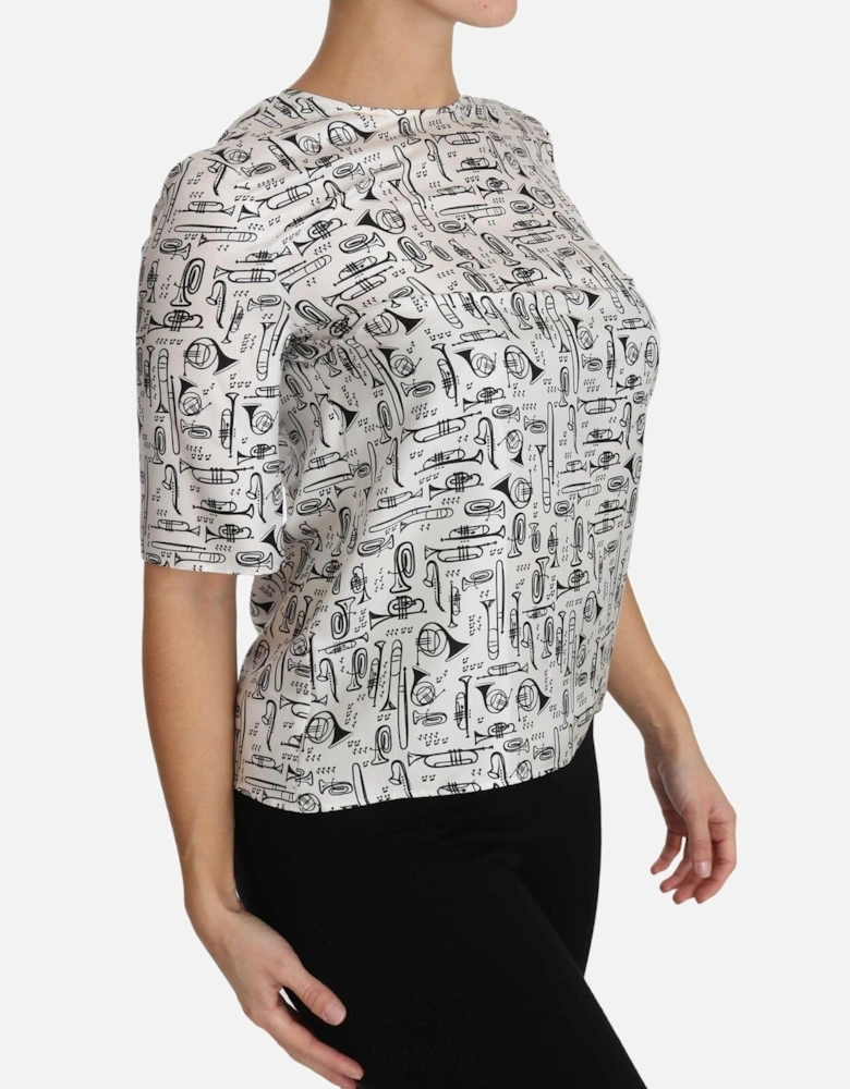 Dolce Gabbana TSH2816 Musical Instruments Top Women - White T-Shirts