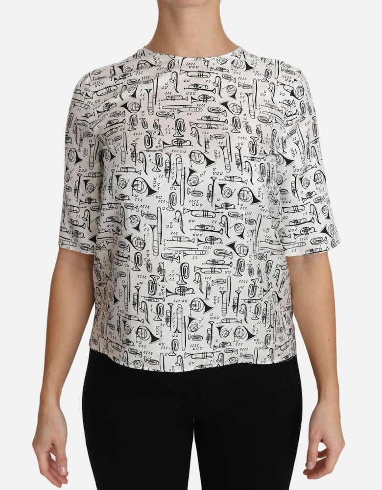 Dolce Gabbana TSH2816 Musical Instruments Top Women - White T-Shirts