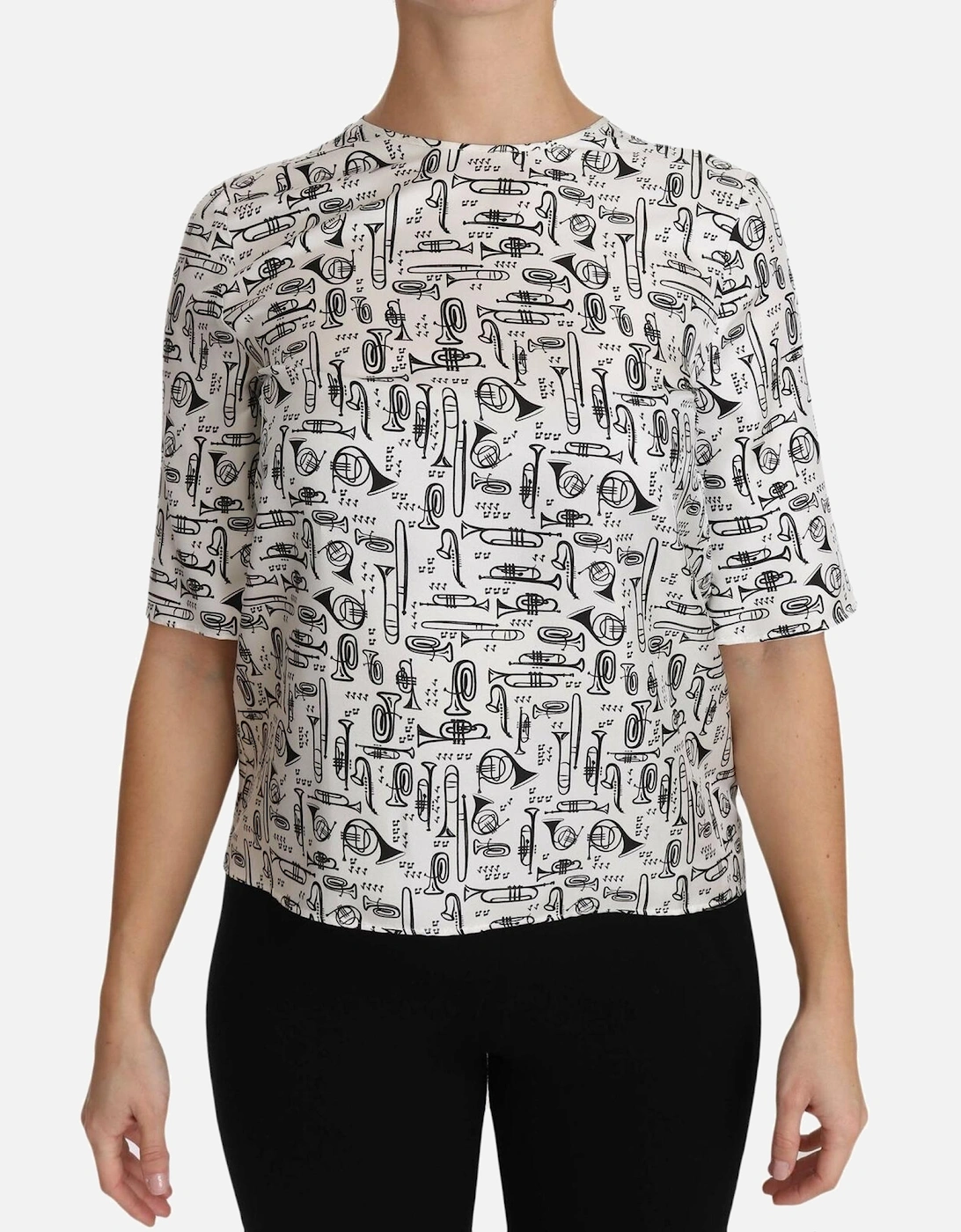 Dolce Gabbana TSH2816 Musical Instruments Top Women - White T-Shirts