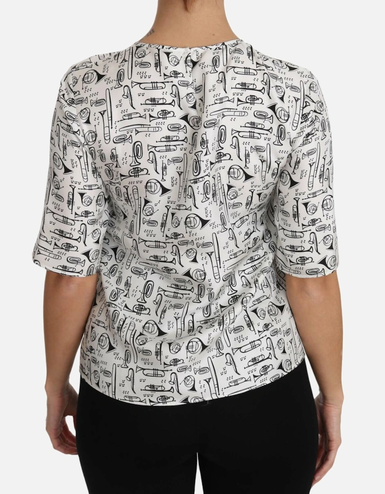 Dolce Gabbana TSH2816 Musical Instruments Top Women - White T-Shirts