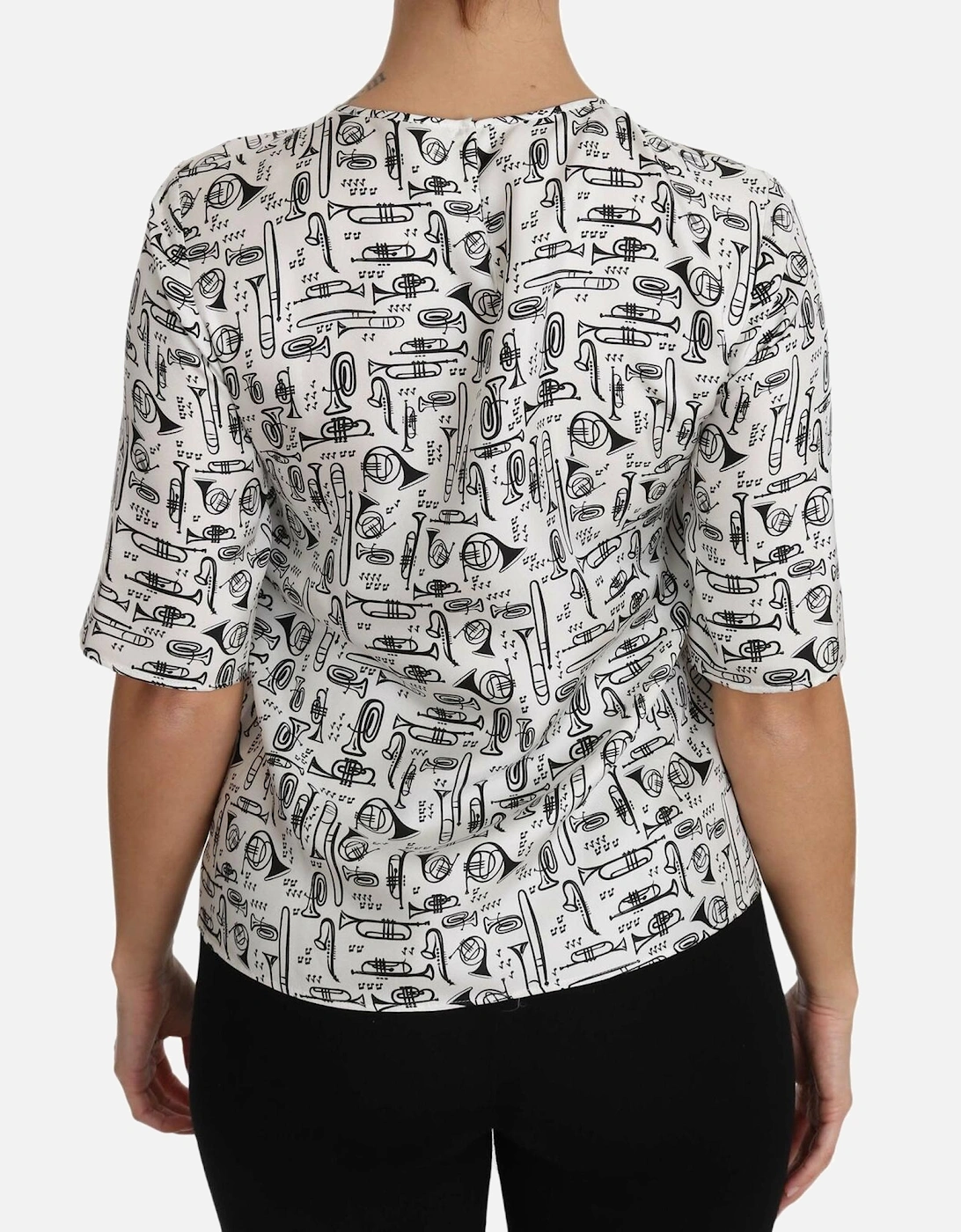 Dolce Gabbana TSH2816 Musical Instruments Top Women - White T-Shirts