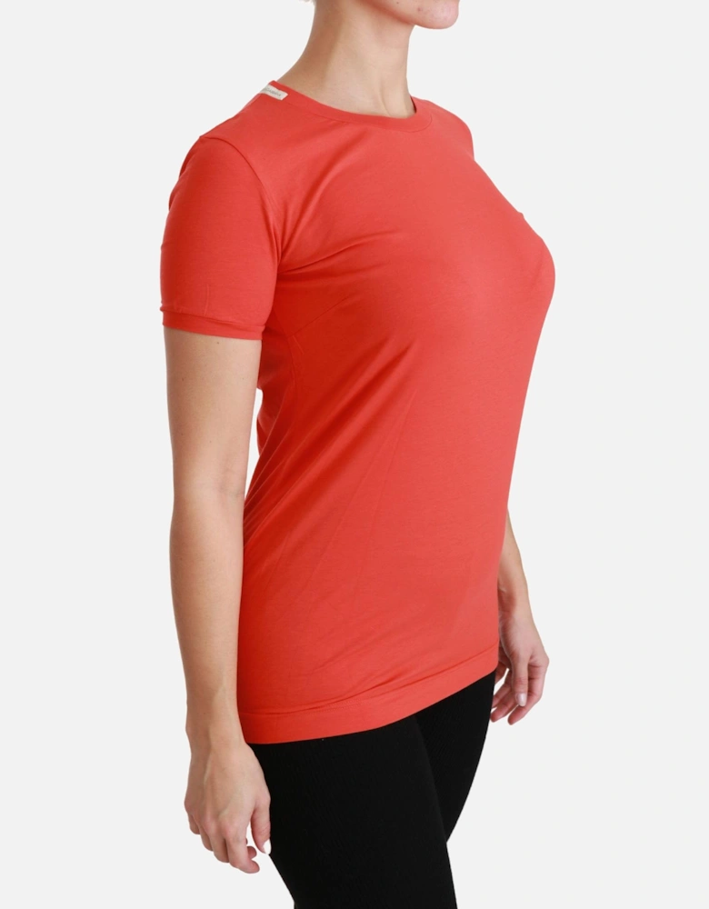 Crewneck Short Sleeve Cotton T-shirt Women - Red
